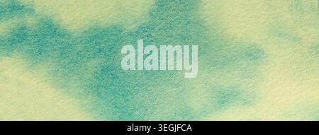 Abstract light cyan and aqua watercolor texture background with stains pattern surface, macro. Art mint green backdrop. Stock Photo