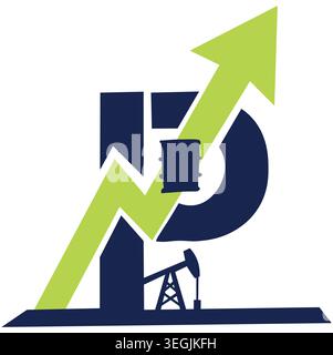 Economic growth and oil industry icon with upward arrow, energy costs and industrial expansion concept. Stock Vector