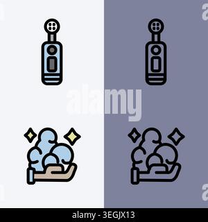 Clean water with foam to wash hands and toothbrush symbol - bathroom and hygiene icon set. Stock Vector