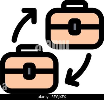This icon represents the collaborative exchange of project tasks or responsibilities within a team. It symbolizes efficient teamwork and agile methodo Stock Vector