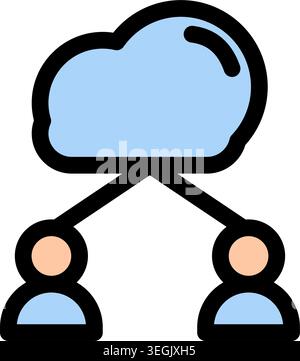 This icon symbolizes collaborative teamwork using cloud technology- ideal for project management and agile methodologies. It represents shared access Stock Vector