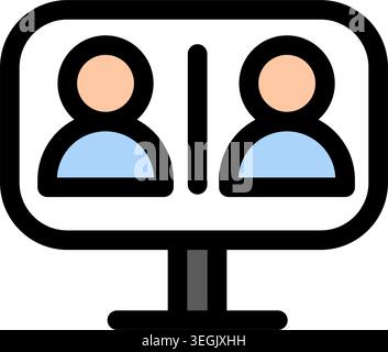 This icon represents online teamwork and collaboration- ideal for websites and apps related to project management- remote work- and virtual meetings. Stock Vector