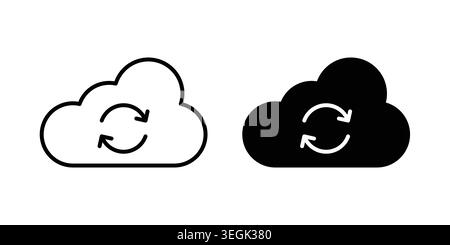 Cloud sync icon logo. Outline style icons with flat versions Stock Vector