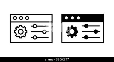 Control panel icon logo. Outline style icons with flat versions Stock Vector