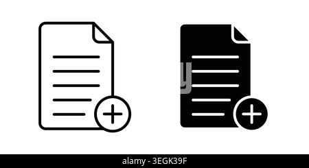 Add document icon logo. Outline style icons with flat versions Stock Vector