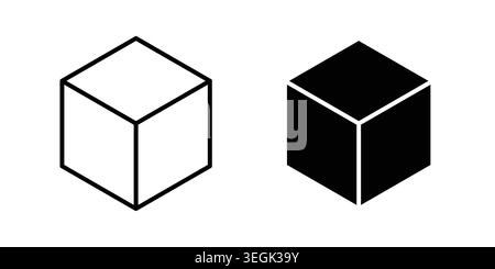 Cube icon logo. Outline style icons with flat versions Stock Vector