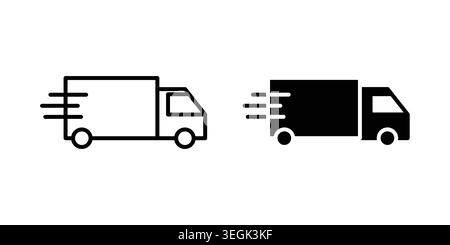 Delivery van icon logo. Outline style icons with flat versions Stock Vector