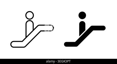 Escalator icon logo. Outline style icons with flat versions Stock Vector