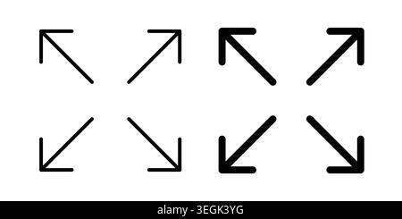 Expand icon logo. Outline style icons with flat versions Stock Vector