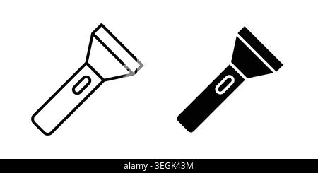 Flashlight icon logo. Outline style icons with flat versions Stock Vector