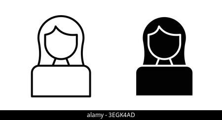 Girl icon logo. Outline style icons with flat versions Stock Vector