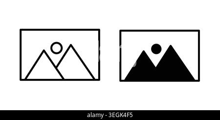Gallery icon logo. Outline style icons with flat versions Stock Vector
