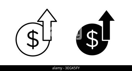 high cost icon logo. Outline style icons with flat versions Stock Vector