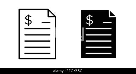 Invoice icon logo. Outline style icons with flat versions Stock Vector
