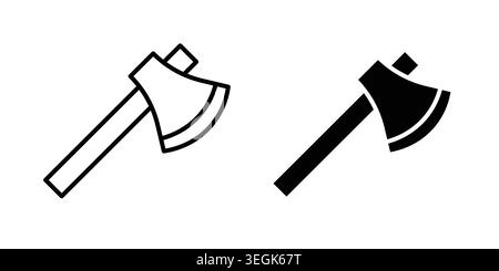 Axe icon logo. Outline style icons with flat versions Stock Vector