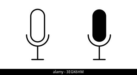 Microphone icon logo. Outline style icons with flat versions Stock Vector