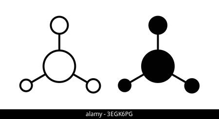 Molecule icon logo. Outline style icons with flat versions Stock Vector