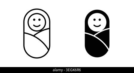 Newborn Baby Icon logo. Outline style icons with flat versions Stock Vector