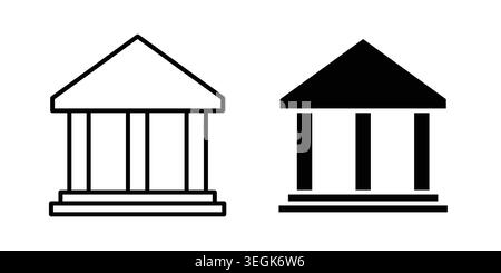 Museum icon logo. Outline style icons with flat versions Stock Vector