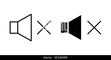 Mute icon logo. Outline style icons with flat versions Stock Vector