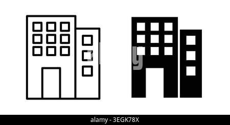Office buildings icon logo. Outline style icons with flat versions Stock Vector