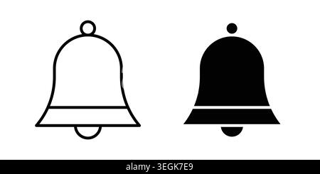 Notification bell icon logo. Outline style icons with flat versions Stock Vector