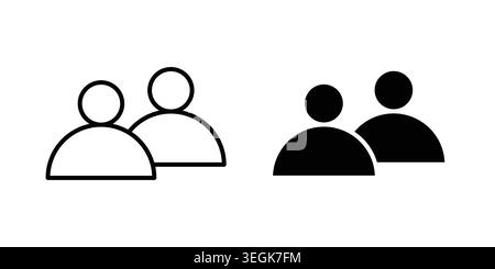 Partner icon logo. Outline style icons with flat versions Stock Vector