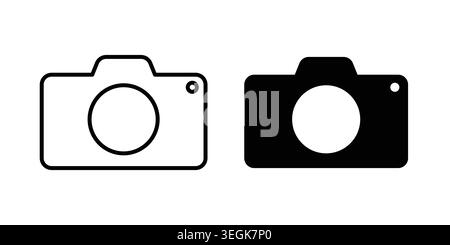 Photo Camera icon logo. Outline style icons with flat versions Stock Vector