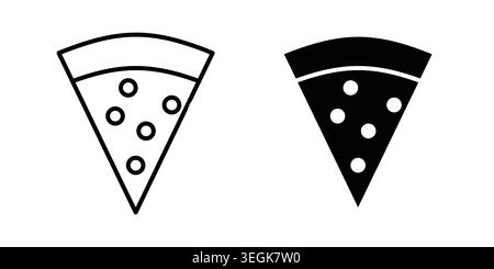 Pizza slice icon logo. Outline style icons with flat versions Stock Vector