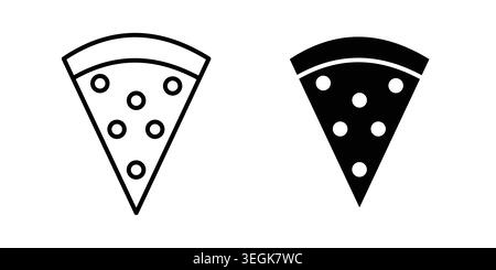 Pizza icon logo. Outline style icons with flat versions Stock Vector