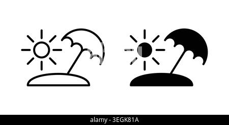 Beach icon logo. Outline style icons with flat versions Stock Vector