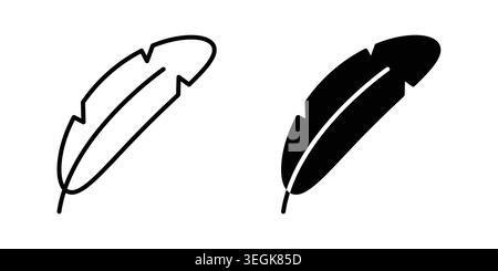 Quill icon logo. Outline style icons with flat versions Stock Vector