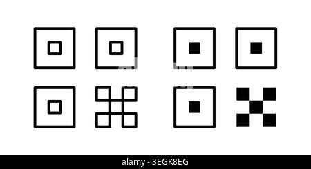 QR code icon logo. Outline style icons with flat versions Stock Vector