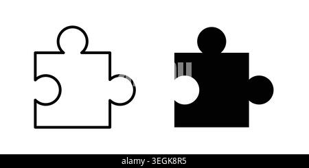 Puzzle piece icon logo. Outline style icons with flat versions Stock Vector
