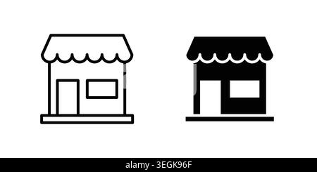 Store icon logo. Outline style icons with flat versions Stock Vector