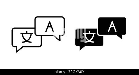 Translate icon logo. Outline style icons with flat versions Stock Vector