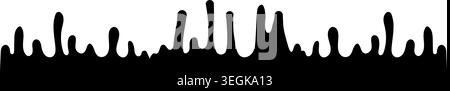 Black dripping paint border illustration in flat black on white Stock Vector