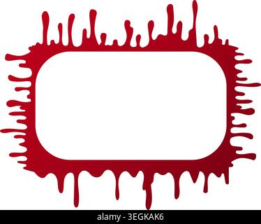 Red rounded rectangle drip frame, flat silhouette, white Stock Vector