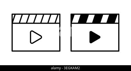 Video icon logo. Outline style icons with flat versions Stock Vector