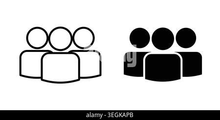 Users icon logo. Outline style icons with flat versions Stock Vector
