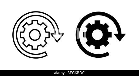 Workflow icon logo. Outline style icons with flat versions Stock Vector