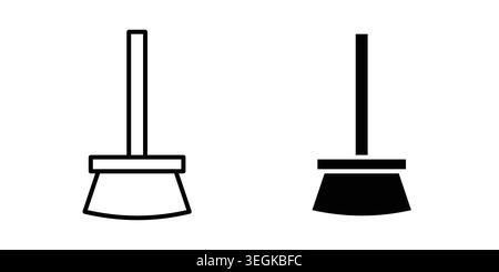 Broom icon logo. Outline style icons with flat versions Stock Vector
