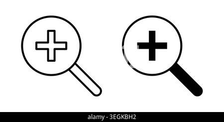 Zoom in icon logo. Outline style icons with flat versions Stock Vector