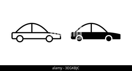 Car icon logo. Outline style icons with flat versions Stock Vector