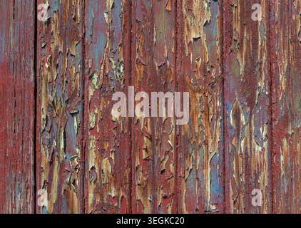 Aged wooden texture with worn brown paint and rustic weathered look Stock Photo