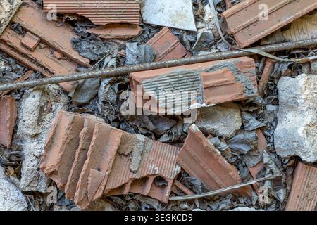 Demolition Rubble and Debris Texture Background Stock Photo