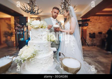 dessert at the wedding event - wedding cake Stock Photo