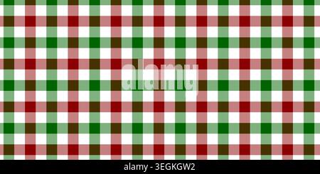 Seamless christmas gingham pattern with green and red colored squares. Stock Vector