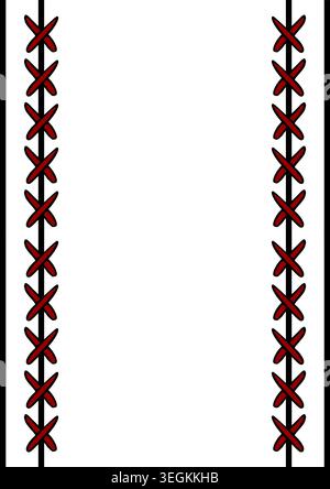 Red cross stitch seam vector poster border with black edges Stock Vector
