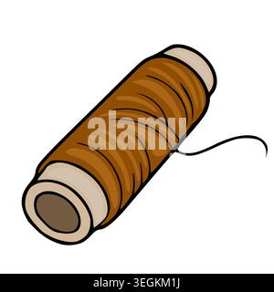 Brown sewing thread spool vector illustration, isolated on white Stock Vector